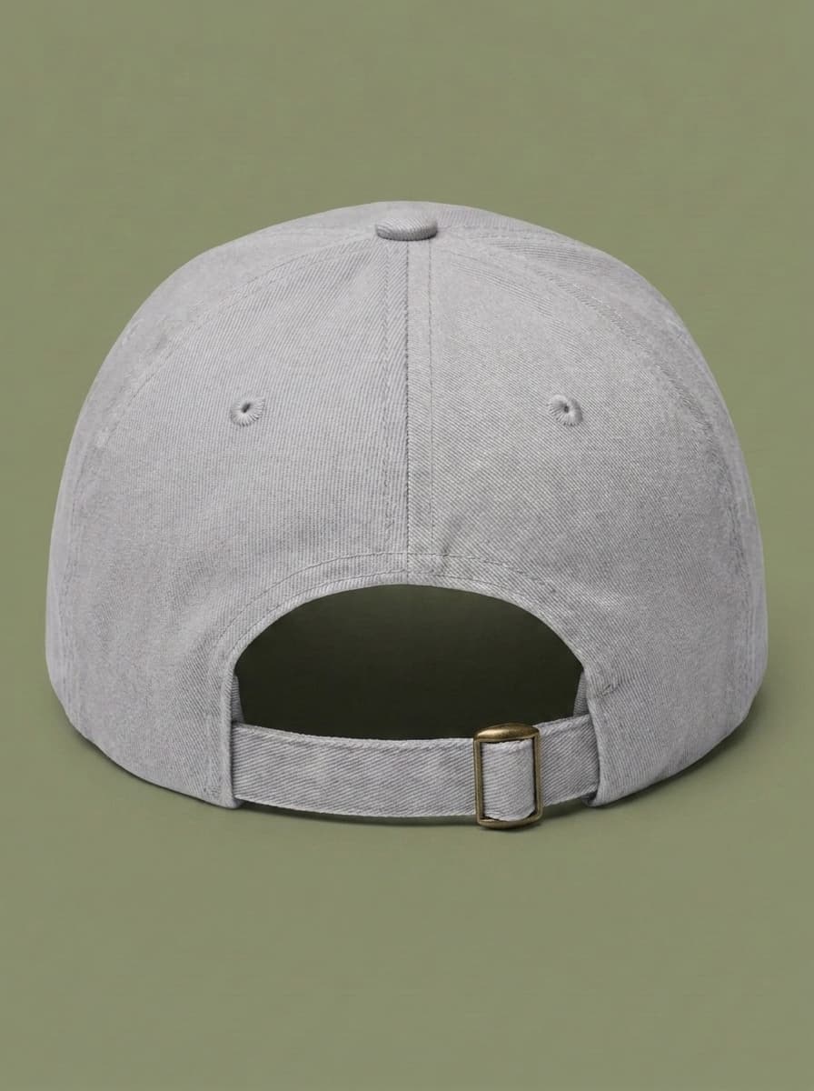 Back of the light grey STILL RENTING hat, showing the adjustable strap.